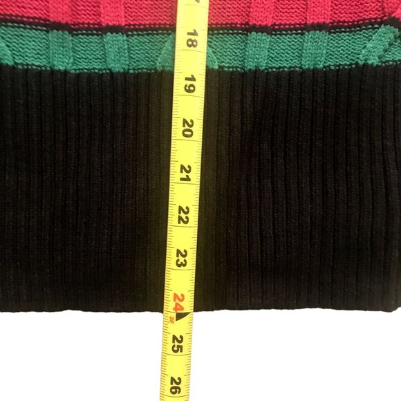 Vintage 1990s Y2K DKNY Jeans Pink Green Striped Long Sleeve Sweater Small S - Picture 8 of 8